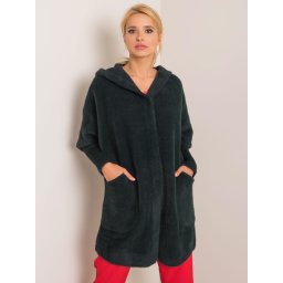 Strat de alpaca verde închis cu glugă