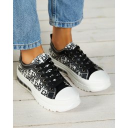 Resti Black patterned women's platform sneakers Neriwas - Footwear
