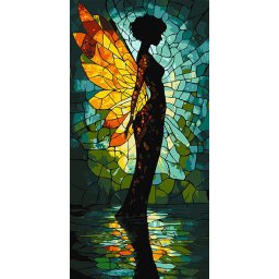 Set pictura pe numere, cu sasiu, Vitraliu cu zana, 40x80 cm