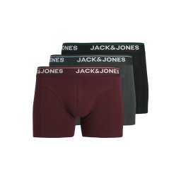 JACK & JONES Boxeri gri / roșu vin / negru