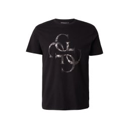 GUESS Tricou negru / argintiu
