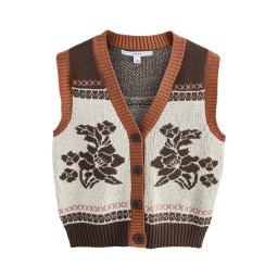 Next Vestă tricotată crem / ciocolatiu / maro coniac