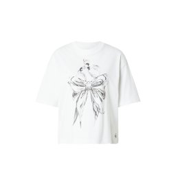 GUESS Tricou gri deschis / alb