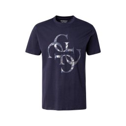 GUESS Tricou bleumarin / albastru fumuriu / argintiu