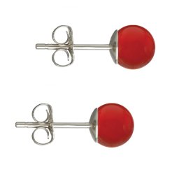 Cercei Argint, Tip Surub, cu Pietre Semipretioase Naturale de Carneol de 6 mm