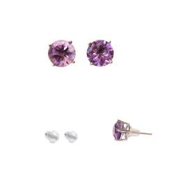 Cercei Ametist cu argint 925 rotund 4x4x16 mm pentru stil rafinat 1 pereche