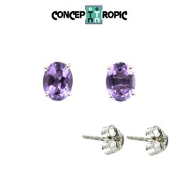 Cercei Ametist cu argint 925 oval fatetat 8x6x16 mm cadou cu semnificatie 1 pereche