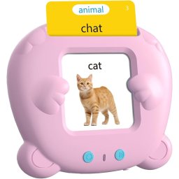 Carduri Educative Vorbitoare pentru Copii , Joc Interactiv de Invatare, 112 Carduri, 224 Cuvinte, Dezvoltare Limbaj si Vocabular Engleza si Franceza, 2, 6 Ani
