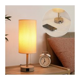 Brilagi - Lampă de masă TABLON cu port USB 1xE27/25W/230V bej