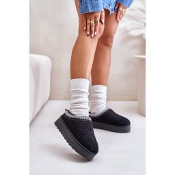Women's snow boots on platform with embroidery black tirissa
