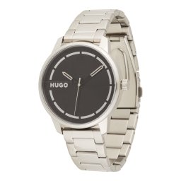 HUGO Ceas analogic '#STAMP' negru / argintiu