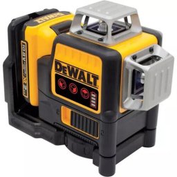 Nivela laser autonivelanta in cruce pe acumulator Dewalt DCE089D1R-QW, 10.8 V, 2 Ah, 20 m domeniu lucru, +/-0.3 mm/m precizie, ¼” filet, suport perete, acumulator, incarcator