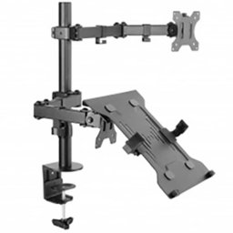 Suport de birou monitor/laptop, Equip, 13"/32", Rotativ, Inaltime reglabila, Otel, Negru
