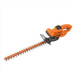 Foarfeca electrica pentru tuns gard viu Black & Decker BEHT201-QS, putere 420 W, lungime lama 45 cm, grosime taiere 16 mm, maner T si protector de mana transparent, pentru gard viu mic, Portocaliu-Negru