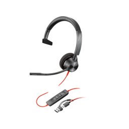 Casca cu microfon Poly by HP Blackwire 3310 Microsoft Teams, USB-A/USB-C, Black
