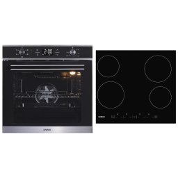PACHET SAMUS-B6, Cuptor electric incorporabil SC625GDX5 + plita vitroceramica electrica incorporabila PSVE-64BG3, clasa A, 75 litri, 5 functii, 4 zone de gatit, 5800 W, 9 trepte de putere, negru