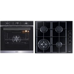 Pachet Samus ONL4 Cuptor incorporabil Samus SC625GDX5, Electric, 75 L, 5 functii + Plita incorporabila Samus PSG-64SG4, 4 Arzatoare, Aprindere electrica, Siguranta, Negru