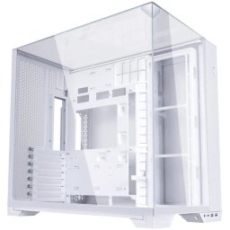 Carcasa PC Lian Li O11 VISION COMPACT, Middle Tower RGB, mITX, mATX, ATX, E-ATX, Sticla temperata, 11 ventilatoare suportate, Alb