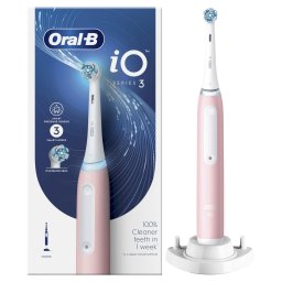 Periuta de dinti electrica Oral-B iO3 cu Tehnologie Magnetica si Micro-Vibratii, Senzor de presiune Smart, 3 moduri, 1 capat, Roz