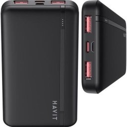 Baterie externa, Havit PB90, 10000 mAh, 206 g, 137 x 70 x 16 mm, Negru