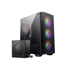 Carcasa MSI MAG FORGE M100A D60, Micro ATX Tower, RGB, Sursa 600W, Negru