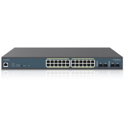 Switch EnGenius EWS7928FP-Fit, 24 porturi Gigabit POE, 4 porturi SFP, 1 port RJ45, putere 410W, 56Gbps, cu management, montare in rack 19