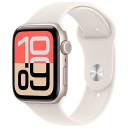 Ceas inteligent Apple Watch SE 3, GPS + Cellular, 40mm, Carcasa din aluminiu Starlight, Curea sport Starligh, marime M/L, Alb