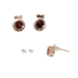 Cercei Granat rotund 9x6x15 mm fatetat cu argint 925 cadou cu semnificatie 1 pereche