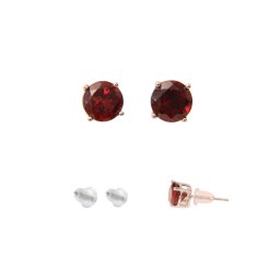 Cercei Granat rotund fatetat cu argint 925 4x4x16 mm accent elegant zilnic 1 pereche