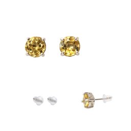 Cercei Citrin cu argint 925 rotund fatetat 5x5x15 mm cadou cu semnificatie 1 pereche