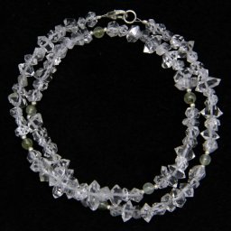 Colier din Diamant Herkimer si Prehnit Rotund cu Argint - Inchizator Argint