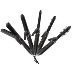 Set Stylizare Par 5 In 1 AD 2028, Invelis Ceramic, Placa De Intins, Ondulator, Crimper, Protectie Supraincalzire, Cablu Rotativ 180cm, Coafuri Diverse, Maner Ergonomic Negru