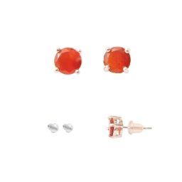 Cercei Carneol rotund fatetat 6x6x15 mm cu Argint 925 pentru vitalitate si incredere – 1 Pereche