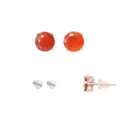 Cercei Carneol rotund fatetat 7x7x15 mm cu Argint 925 pentru expresie personala – 1 Pereche