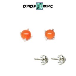 Cercei din Argint 925 cu Carneol Rotund - 5x5x16 mm - 1 Pereche