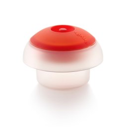 Recipient gatit oua la cuptorul cu microunde Lekue 1009028, 100 ml, 1 ou, Silicon platinat, Transparent/Rosu