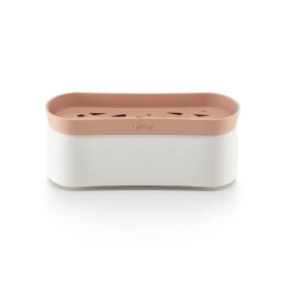 Vas pentru gatit paste in cuptorul cu microunde Lekue 1009032, 1,5 L, 28x11x11,2 cm, Silicon platinat, -20/+100 °C, Alb/Maro