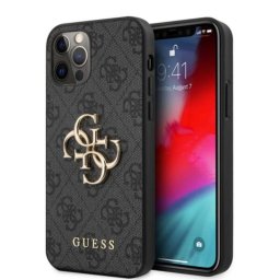 Husa Husa PU 4G Metal Logo iPhone 12 / 12 Pro Gri