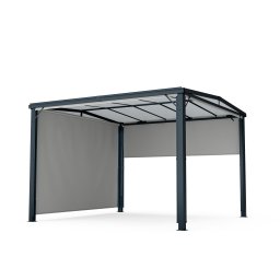 Blumfeldt Pantheon Cortina Solid Sky Pergola 3x3, rezistent la intemperii, acoperit cu pulbere, panouri laterale (GDI17-SolidSky3x3LG)