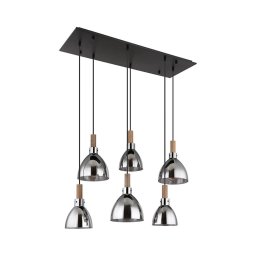 Globo 15550-6H - Lustră suspendată pe cablu MATTEA 6xE27/6W/230V negru/fumuriu