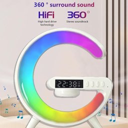 Life Assistant 15cm x 14 cm - Multifunction Ceas, Lampa, Difuzor multifunctional, incarcator wireless, lumina rgb de control al aplicatiilor