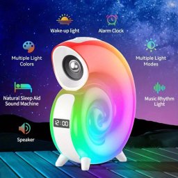 Life Assistant - Multifunctional Lampa muzicala, difuzor wireless, lumini LED colorate si ceas electronic