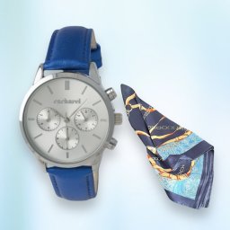 Ceas Chronograph Lady Bright Blue Esarfa Matase