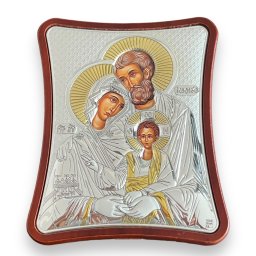 Icoana Sfanta Familie placata cu argint si aur 12,5 x 15,5 cm - Made in Grecia