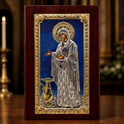 Icoana Fecioara Maria , zStareta, Sporul Casei (Gherontissa) - Made in Grecia 16,5 x 36 cm