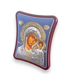 Icoana Fecioara Maria si Pruncul placata cu argint - Made in Grecia - 12,5 x 15,5 cm
