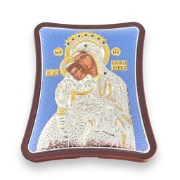 Icoana Fecioara Maria cu Pruncul placata cu argint - Made in Grecia 12,5 cm X 15,5 cm