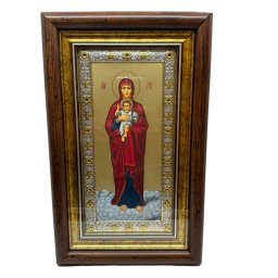 Icoana Mare Fecioara Maria cu Pruncul placata cu argint - Made in Greece, 19 cm x 32 cm