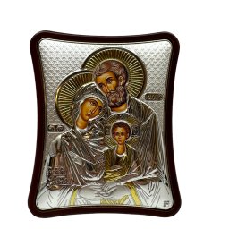 Icoana Sfanta Familie placata cu argint 12,5 x 15,5 cm - Made in Greece
