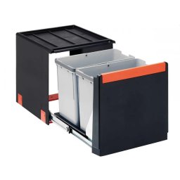 Cos de gunoi incorporabil Franke Cube 528.00.024, 2x14 l, negru, corp 400 mm